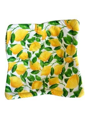 Hand Crafted Colorful Lemon Print Microwave Bowl Cozy 100% Cotton